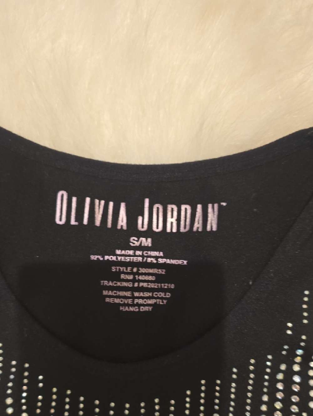 Women's Black Tank Top with Silver Rhinestone Detail - Picture 3 of 3